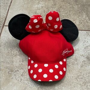 Disney Minnie Mouse Red Polka Dot Hat with Black Ears